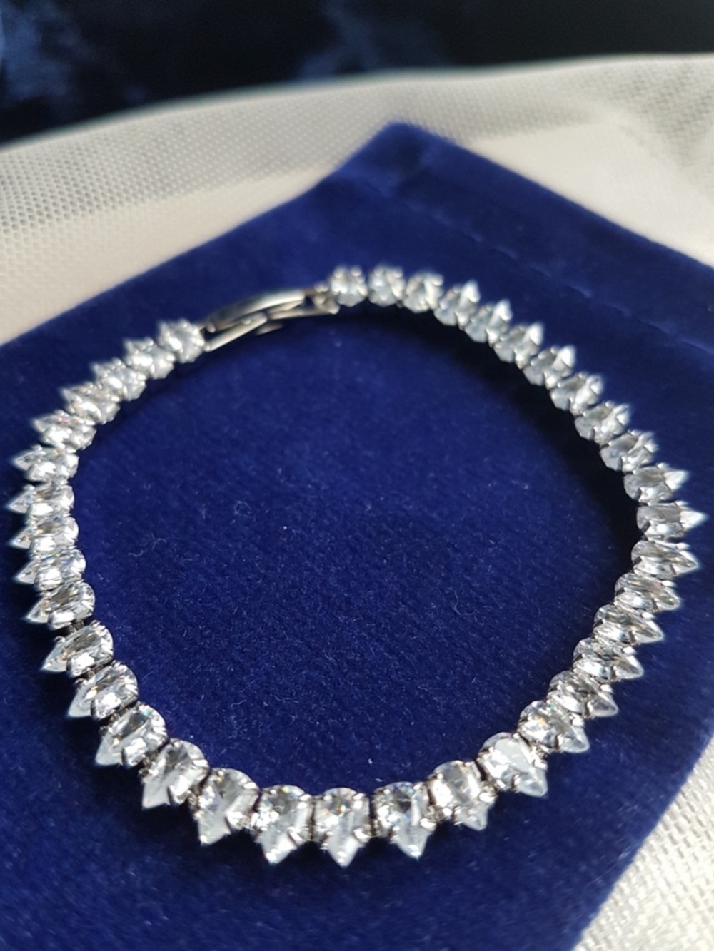 Swarovski Elements White Gold Plated Teardrop Tennis Bracelet NEW